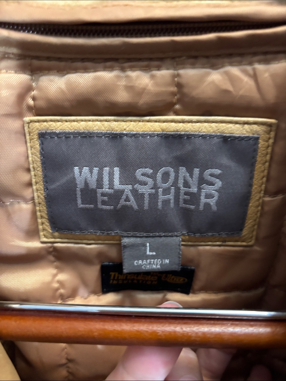 Vintage Wilson’s Leather Tan Zip Front Jacket Coat Quilted Liner Size Large - Picture 2 of 16